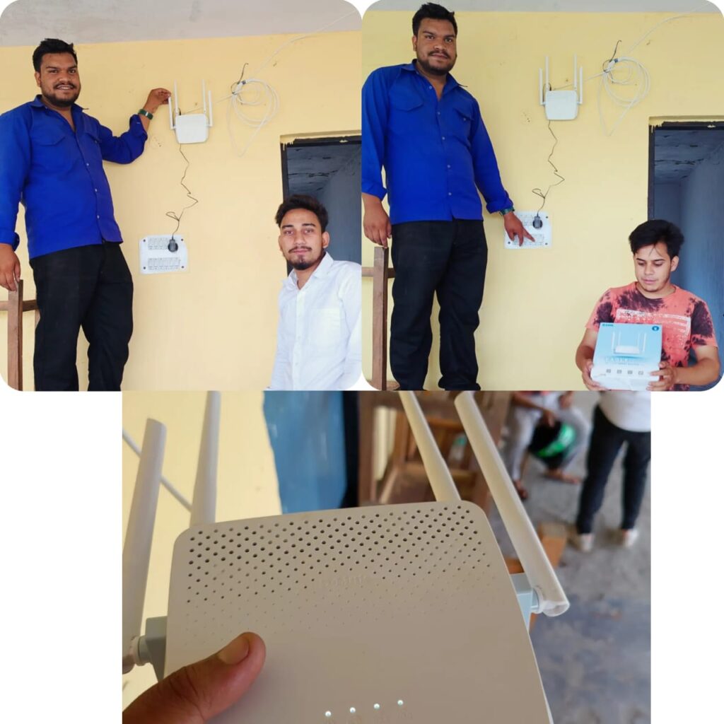 महाविद्यालय सेंदुल के परिसर में आशुतोष बिष्ट द्वारा दिया गया वाई-फाई कनेक्शन जोड़ा